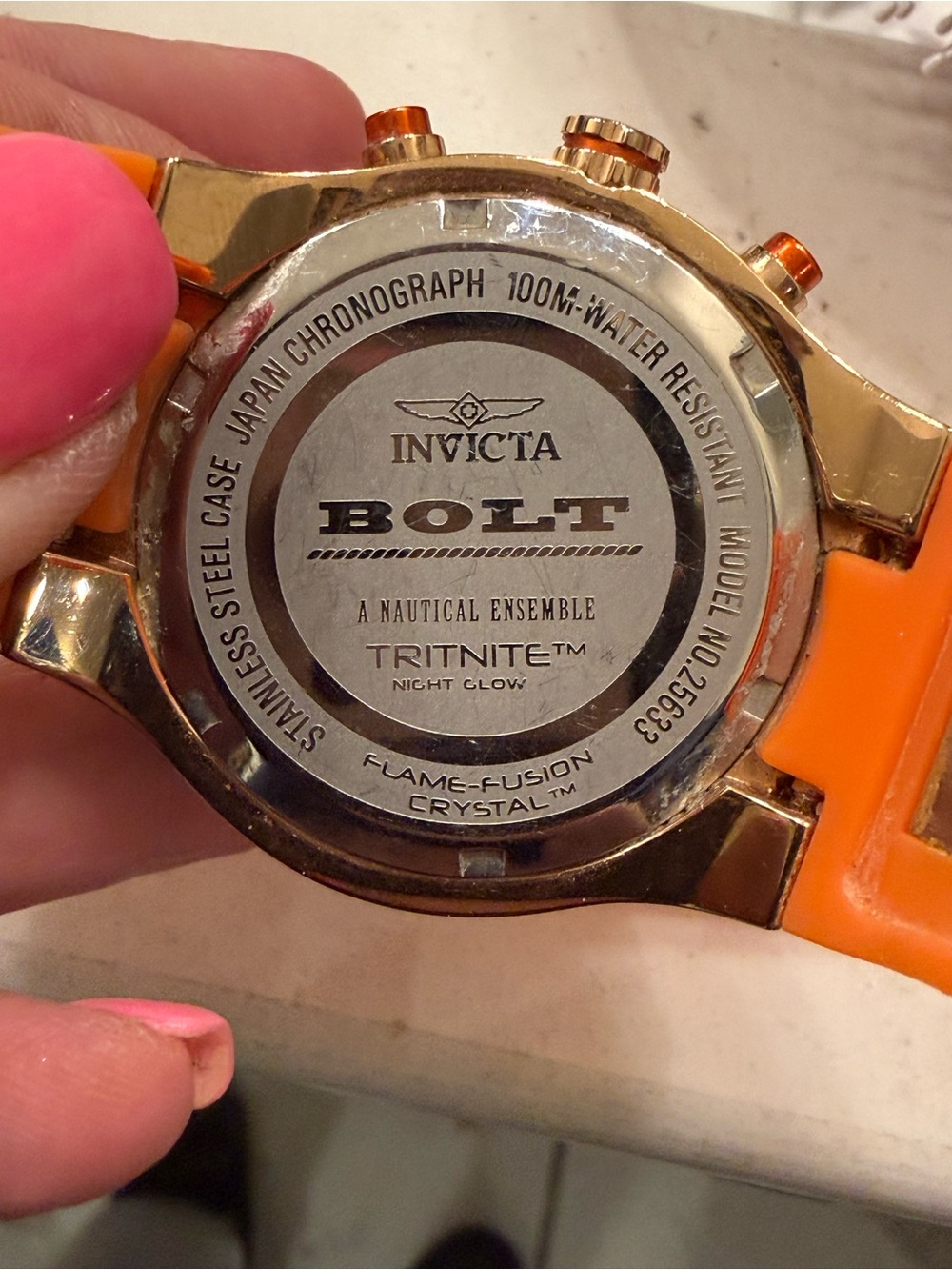 Invicta Bolt Chronograph 25633 Orange & Rose Gold Watch – Abalone Dial – 100M - Picture 14 of 15